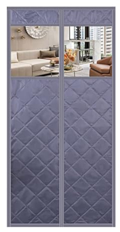 Einen thermostat. Isolierender Türvorhang mit sichtbaren Einsätzen, Kaffeegrau, verschiedene Größen(Grey,90x210cm)