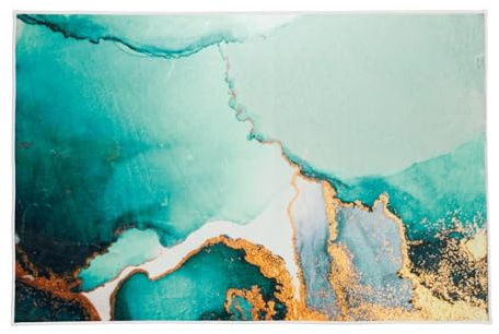 Kleine Wolke Badteppich Teal Petrol 70 x 120 cm | OEKO-TEX zertifiziert, für Fußbodenheizung, maschinenwaschbar, 100% Polyester