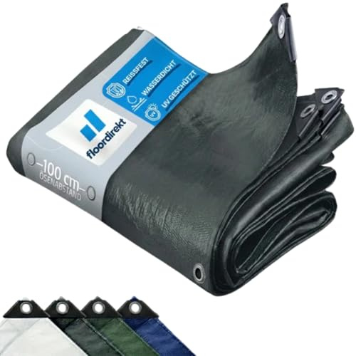 Floordirekt Bâche 240 g/m² imperméable 2 x 3 m anthracite bâche multi-usages pour protection contre les intempéries – Idéal pour le jardin – Résistante aux UV, revêtue des deux côtés, imperméable et