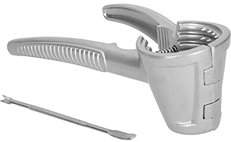 Fydun Cascanueces de Nogal de Aleación de Aluminio de Primera Calidad con aguja: Clamp/Holder de Tuerca Ergonómico y Abridor para Pelar Fácilmente Nueces, Pecanas, Avellanas y Más (SILVER)