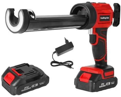 Pistolet Silicone Électrique 18V,Pistolet à Cartouche Electrique 1500mah,Pistolet Silicone Avec Led,4 Vitesses Réglables,Pompe a Silicone 300Ml Sceller,Anti-Goutte,Pour Étanchéité (1 Batterie)
