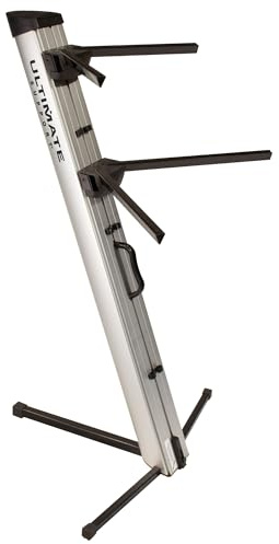 Ultimate Support Apex Serie Keyboard-Ständer 2 Ebenen tragbar silberfarben