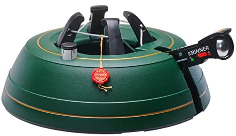 KRINNER Weihnachtsbaum Christbaumständer PREMIUM L Grün inkl. Fußpedal- und Einseiltechnik Sicherheitsglocke für Baumhöhe bis 2,7m MADE IN GERMANY 94135