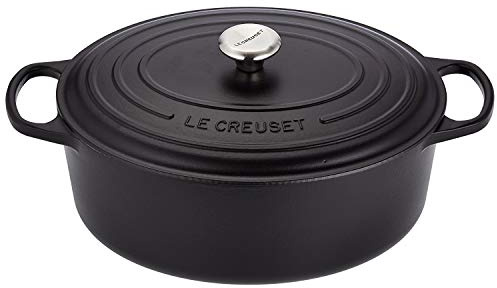 Le Creuset Cocotte Signature en Fonte Émaillée avec Couvercle, 35 cm, Ovale, 8,9 L, 7,375 kg, Noir Mat, 21178350000430