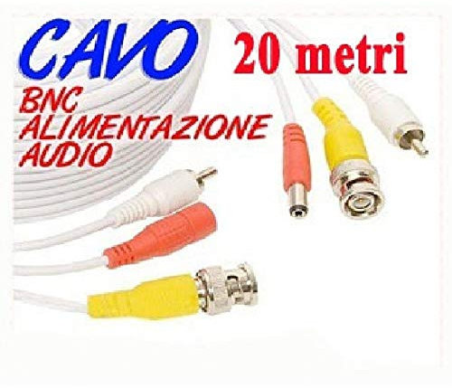 OISE ART STORE Trade Shop - Cavo Prolunga Telecamera RCA Bnc Audio Video Alimentazione 10 20 30 50 Metri -20 Mt -