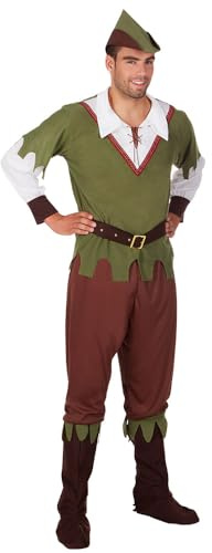 Boland - Erwachsenen-Kostüm Forest Hunter, Shirt, Hose mit Gürtel, Stiefelüberzieher und Hut, Jäger, Robin Hood, Set, Karneval, Mottoparty