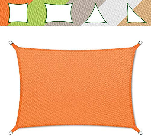 casa pura Voile d'Ombrage Triangulaire, Toile Epaisse, Résistante et imperméable, Protection Solaire Durable - Lavable en Machine (Orange - Forme Triangulaire, 5 x 7 m)