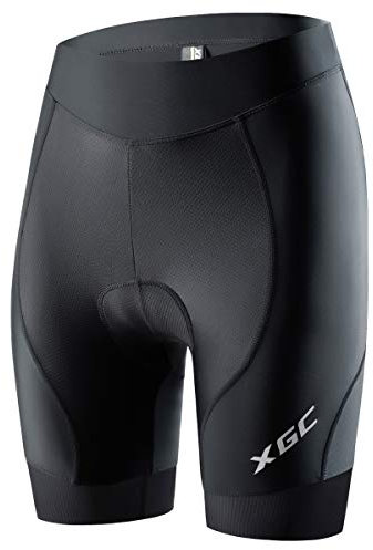 Damen Kurze Radlerhose und Radunterhose Radsportshorts Fahrradhose für Frauen elastische 3D Schwamm Sitzpolster mit Einer hohen Dichte (XL, Black_Black)