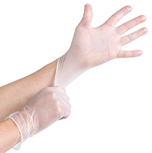 G4GADGET 100 Pack Clear Vinyl Gloves Medium | Disposable Gloves Powder & Latex Free | Food Safe, Cleaning, Kitchen, Hair Dye, Cooking, Gardening Use