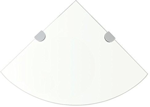 Festnight Glas Eckregal Eck-Badablage | Glasregal für Badezimmer/Schlafzimmer/Küche, mit verchromten Halterungen Transparent 35 x 35 cm