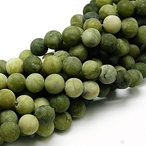 Perlin Natürliche Edelstein Perlen Taiwan Jade Mattiert Gefrostet Rund 4mm 6mm 8mm 10mm Grün Set Lose Schmuckstein Schmuckperlen Schmuckdesign Bastelzubehör Perlenkette (10mm, 12 Stück)