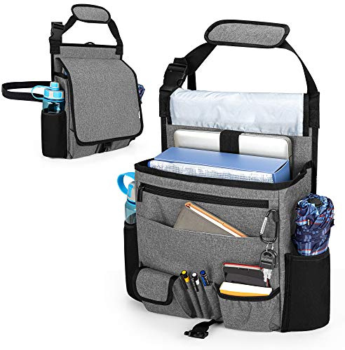 Luxja Organisateur de Siège de Voiture Avant, Gris | Organisateur de Stockage de siège de Voiture avec Housse, Sac de Rangement pour Siège Auto