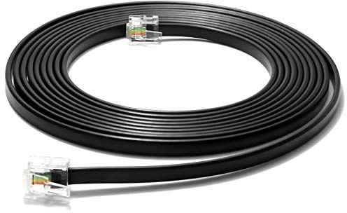 RetailAndBulk 10FT RJ11 Telephone Cord – Pro Grade 4-Wire Landline Phone Cable, 100% Copper, Heavy Duty PVC Jacket, Thick Gold Contacts for Phone, Fax, DSL (Black, Made in USA)