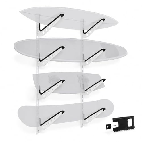 Katai Surfboard Wandhalterung Rack - Verstellbare Wandaufbewahrung für Surfbretter, SUPs, Snowboards, Wakeboards & Longboards - Inklusive Board Comb Tool