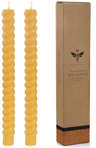DEYBBY Natürliche Viral Bienenwachskerzen, tropffrei und rauchfrei, 25,4 cm, gedreht, reines Bienenwachskerzen, Set mit 2 hohen Brennkerzen für Heimdekoration & Geschenk für jeden Anlass