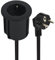 Electraline 62564 Tischplatte Grommet Einbausteckdose/Tischsteckdosenleiste/Tischsteckdose/Tisch Einbau Steckdose Schuko, Kabel 2M, D 54mm+Ausgestattet mit Adapter für Standardlöcher 60 mm, Schwartz