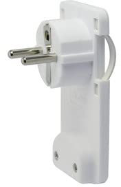 Electro DH V&A - Clavija protector de enchufe tras mueble - ángulo plano con protección de cable y contacto, Blanco