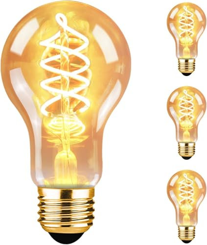 GBLY 3x LED Glühbirne E27 Vintage Lampe - A60 Warmweiß Filament Leuchtmittel 2200K Edison Retro Warmweiss Glühlampe 4W Dekorative Birne Antike Energiesparlampe Beleuchtung für Restaurant Haus Café