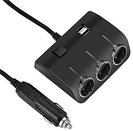 Caricabatteria per Auto, Sdoppiatore per Presa Accendisigari per Auto a 3 Vie con Indicatore Luminoso a LED, Adattatore di Alimentazione per Caricabatteria per Auto Doppio USB per