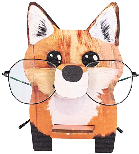 Tomotato Tier-Brillenhalter, aus Holz Geschnitzter Tier-Brillenhalter, Niedlicher Haustier-Brillenhalter, Sonnenbrillen-Ausstellungsständer für Zuhause, Büro, Schreibtisch, Nachttisch(Fuchs)