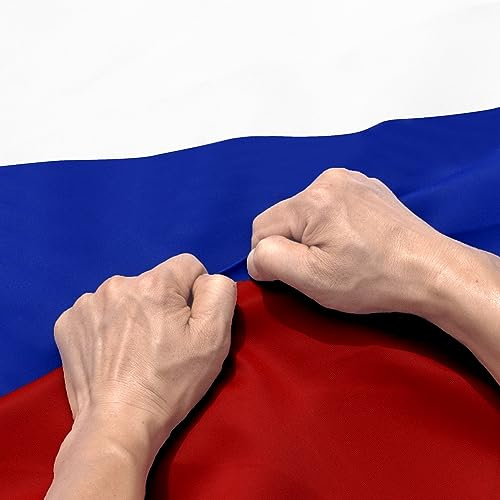 Anley Reißfeste, doppelseitige, dreilagige Russland-Flagge, 90x150 cm, lebendige Farben, Kopfzeile aus Segeltuch und knitterfrei, die stärkste und langlebigste Nationalflagge der Russischen Föderation