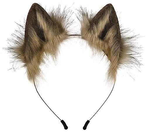Bakermiche Fuskpäls kattöron pannband handgjorda lurviga rävöron fluffiga vargöron hårband kvinnor cosplay kostymer halloween utklädning för barn vuxna