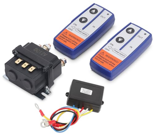 Contactor de relé solenoide de cabrestante de 12 V 250 A + 2 piezas inalámbricas de 1,360.8 kg a 2,268.0 kg, kit de control remoto de cabrestante, interruptor de contacto resistente para ATV, UTV,