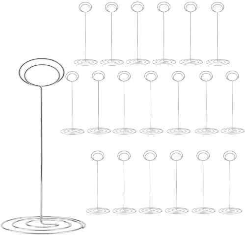 YUENPUN 20 soportes para números de mesa de 220 mm de alto, soportes plateados para números de mesa de boda, soportes para tarjetas de lugar para bodas, restaurantes, oficinas