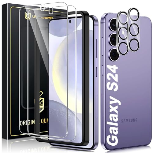 UniqueMe für Samsung Galaxy S24 für Panzerglas - Folie und Kameraschutz | 2 Schutzfolie & 2 Kamera Schutz für Samsung S24, Kratzfest, Staub, Anti Fingerabdruck Schutzglas, Anti Bläschen Displayschutz