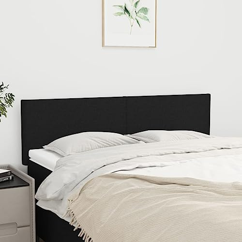 CKioict Betthaupt Wandkissen Bett Bettkopfteil Schlafzimmer Kopfteile 2 STK. Schwarz 72x5x78/88 cm StoffGeeignet für Schlafzimmer, Gästezimmer, Schlafsaal