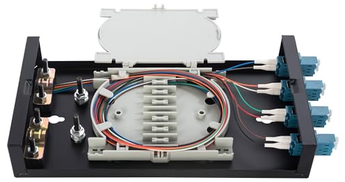 OFCN Optic Fiber Termination Box LC/SC Duplex Box Cables 4 Port Wall Mount Fiber Enclosure with Spool (Includes 1 Meter 12 Strand LC Pigtail and 4 Port Panel)