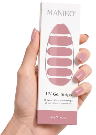 Maniko UV Gel Strips Silky Smooth Nude – 20 UV Nagelsticker, 2 Anwendungen | UV Nagellack zum Kleben, selbstklebende Nagelfolie für natürliche Nägel, vegan & langanhaltend – Geschenk zu Geburtstag