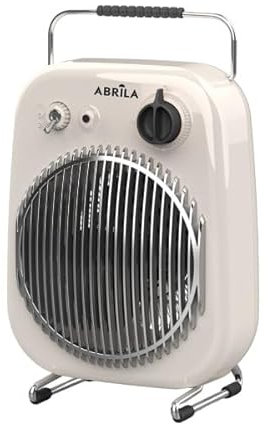 ABRILA - Termoventilador Eléctrico Martinica 2000W Blanco/Negro con Termostato Regulable y Asa | 2 Potencias y Funciones | Protección Antivuelco | 35,4x21,8x15,5 cm
