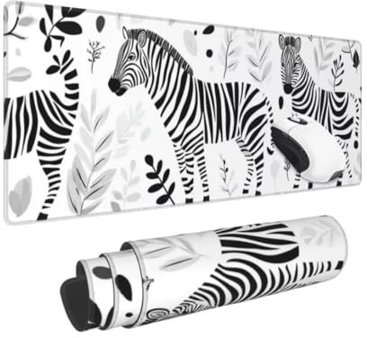 Gaming Mauspad XXL Niedlich Großes Mousepad 600 * 300mm rutschfeste Schreibtischunterlage Zebra Mouse Pad mit Vernähte Kanten Verbessert Desk Mat Mauspad Groß Geschwindigkeit und Präzision für Gaming