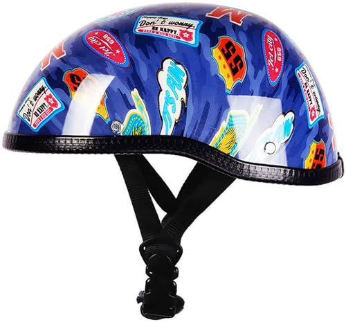 Retrò Casco Scodella Portatile Mezzi Caschi Jet, Mezzo Casco Da Motociclista Vintage, Caschi Cromwell Casco A Scodella, DOT/ECE Omologato Mezzo Elmetto Da Moto Retrò 2,55-60CM