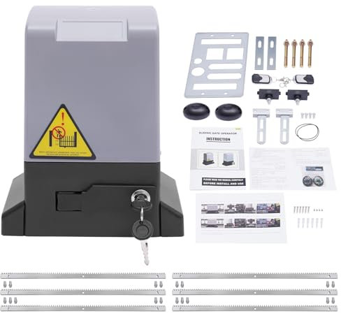 Set di azionamento elettrico scorrevole, 220 V, 550 W, apertura automatica per porta del garage, porta scorrevole con 2 telecomandi e cremagliera da 6 m, portata fino a 1200 kg (550 W)