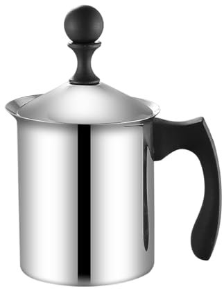 Milk Frother Pitcher, Milk Foam Maker, Cappuccino Milk Frother, Latte Milk Frother, Coffee Foam Maker, Milk Frothing Pitcher, Foam Maker Pitcher, Manual Foam Maker for Cappuccino Latte and Coffee Foam