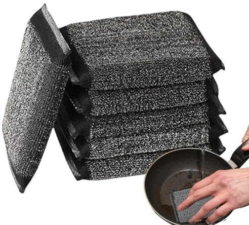 Spugne abrasive per stoviglie – 6 tamponi antigraffio, spugna riutilizzabile | strumenti di pulizia domestica per pentole, stufe, cucina, per la pulizia antigraffio e durevoli