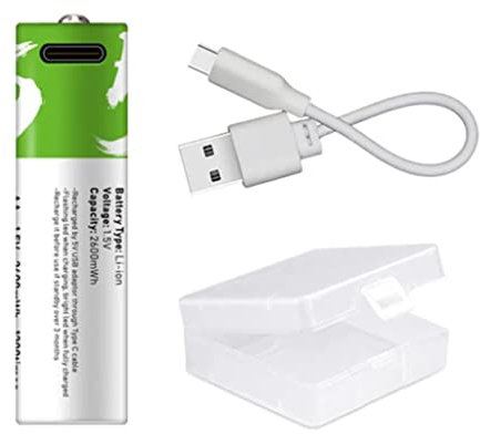 Rudiaoa Batteria Li-Ion da 1 5 V AA Li-Polymer con Batteria USB Ricaricabile USB con Cavo USB