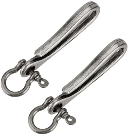 PH PandaHall Fish Hook Keychain, Alloy Key Ring Solid U Shape Key Hook Pocket Clip with Key Shackle for Keys Men Wallet Chain, Antique Silver, 2.6 inch