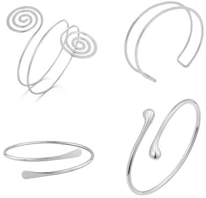 RadiVibe 4PCS Bracciale per Donna per la Parte Superiore del Braccio, Braccialetto in Oro, Bracciale per l'estate e la Spiaggia, 2025, Metallo, Senza Gemstone