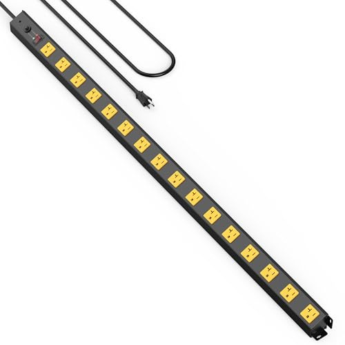 HHSOET 16 Outlet Long Power Strip, 4FT Heavy Duty Power Strip with 4800J Surge Protection, 20a Mountable Wide-Spaced Outlets for Home, Office, Garage & Workshop - ETL Certified