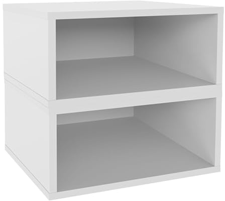 Niche Cubo Half Size Wood Stackable Storage Bookcase Shelf Organizer Cube - 2 Pack - Snow White