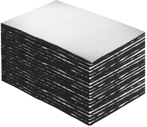 MEIDIV Lot de 20 feuilles de tapis insonorisants de voiture auto-adhésives de 10 mm d'épaisseur - 40 cm x 25 cm d'épaisseur - Feuille d'aluminium pour isolation acoustique et thermique
