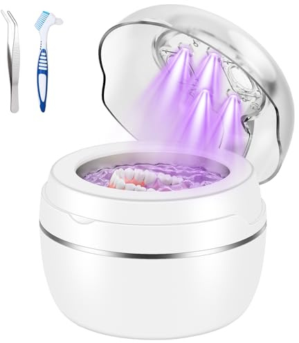 LVYOUIF Ultraschallreinigungsgerät Zahnschiene 50000Hz Ultraschallreiniger mit UV Lampe & 4 Modes, 250ML Ultrasonic Retainer Cleaner Dental Pod für Zahnersatz, Retainer, Zahnbürstenkopf, Schmuck, Weiß
