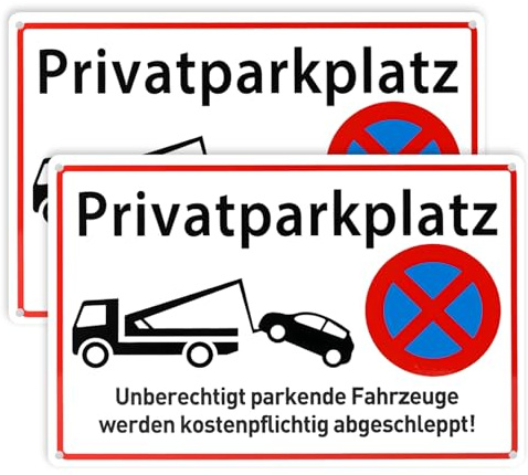 ALLY-MAGIC 2 Stück Parken Verboten Schild, 30 x 20cm Warnschild Aluminium, Privatparkplatz Schild Privatgrundstück inkl.Enthält Trägerkleber wasserfest UV-beständig E23-JZTCBZ