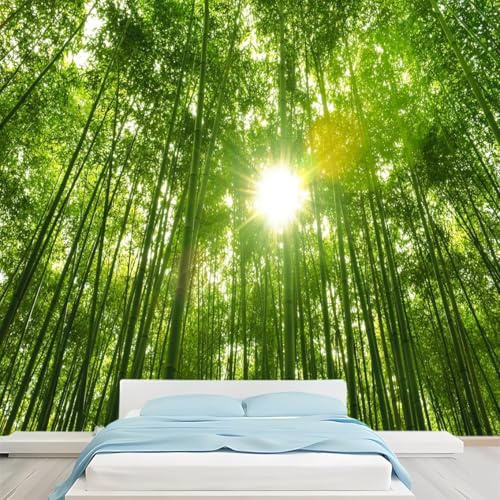 Fotomurales 200 x 140 cm Bambú Papel Pintado Tejido No Tejido Planta Chino Fotomural Efecto 3D Papel Tapiz Decorativos pared Murales Póster para Dormitorio Salón TV Pared E179