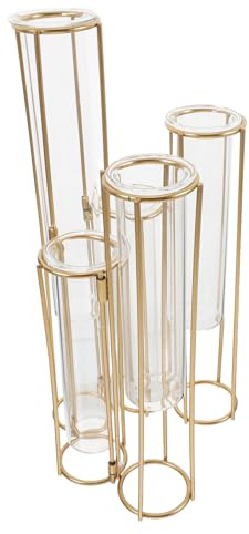 BAZEITFLOW Jarrón Hidropónico de Tubo Ensayo con Soporte Metálico Robusto para Propagación de Plantas Arreglo Floral Creativo y Decoración de Escritorio para Hogar y Oficina