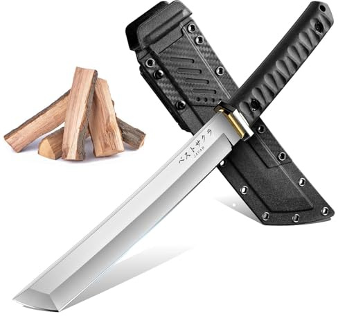Freelander Coltello da Sopravvivenza Tanto Giapponese con Fodero | Impugnatura Antiscivolo, Ideale per Bushcraft, Escursioni e Avventure