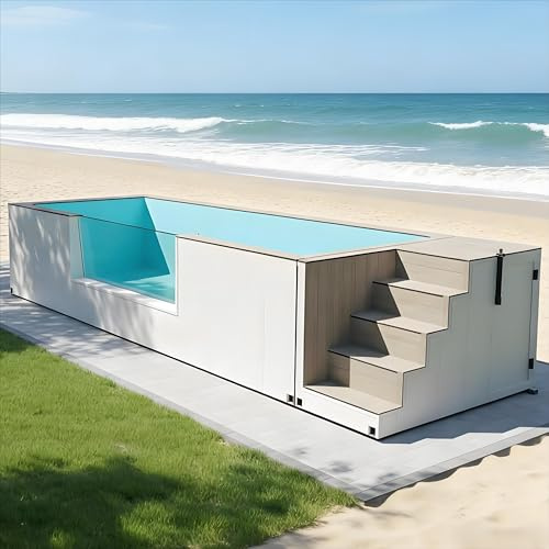 Piscina per container da 20 piedi e 40 piedi, piscina interrata fuori terra in fibra di vetro personalizzata con riscaldatore, filtro, luci a LED, scala di sicurezza, per villa in cortile